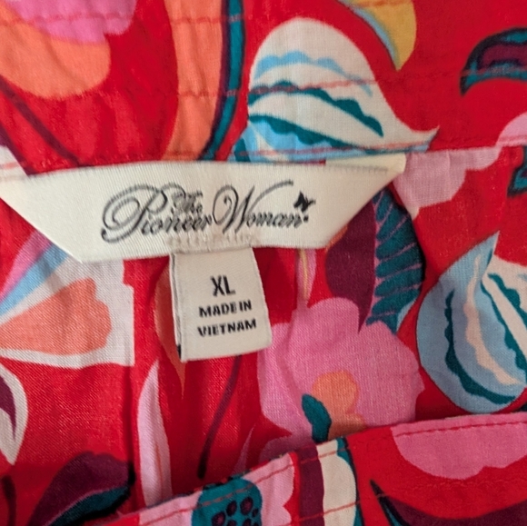 Floral Ruffle Sleeve Top - Pink and Blue - Picture 4 of 7